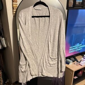 Gray Lightweight Knit Cardigan Sweater